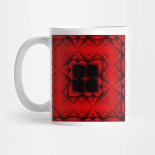 bright red square format design on a black background Mug